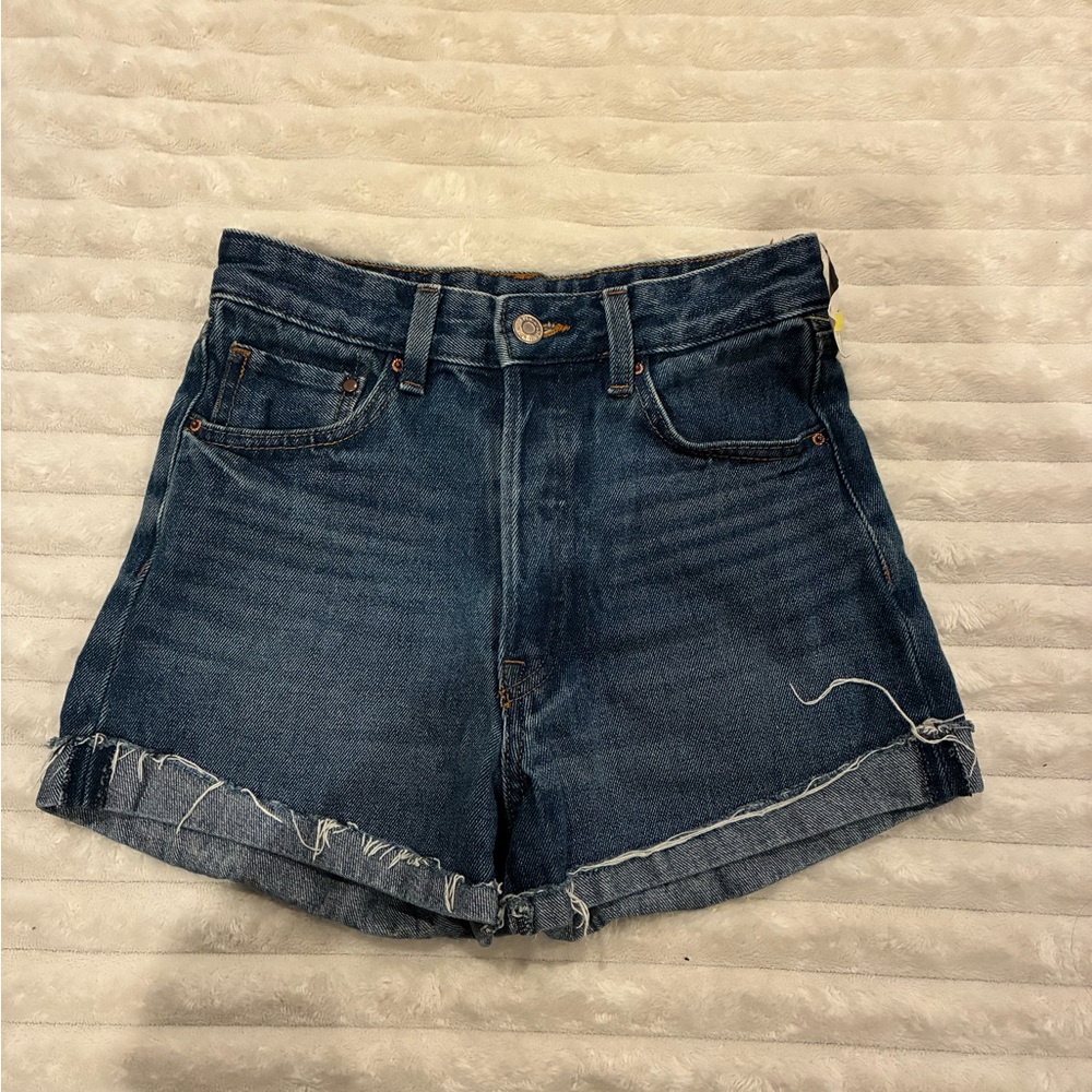 Classic Blue Distressed Denim Jean Shorts